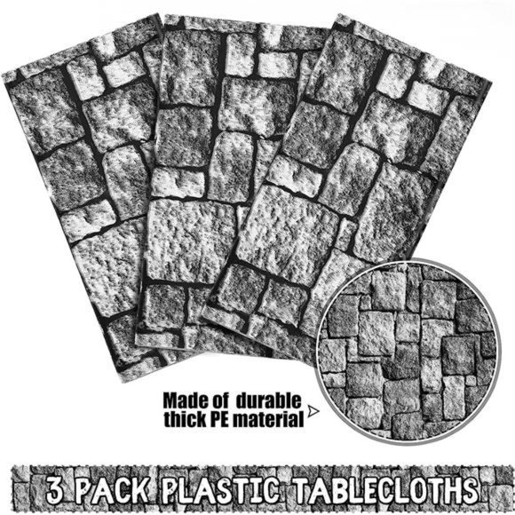 Stone Wall Tablecloths, Halloween Table Covers Brick Wall Decorations Disposable - Picture 2 of 6
